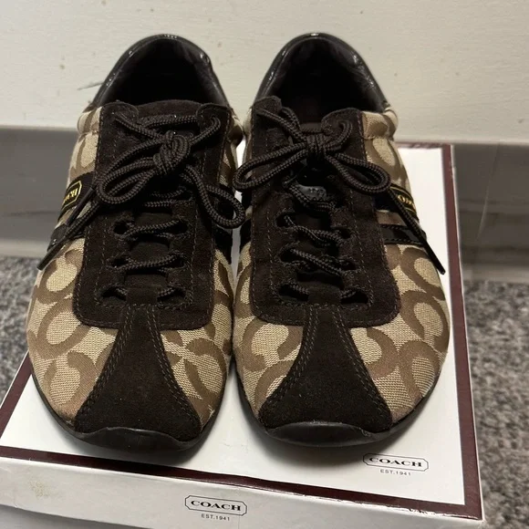Coach Signature Brown and Tan Sneakers - Picture 2 of 5